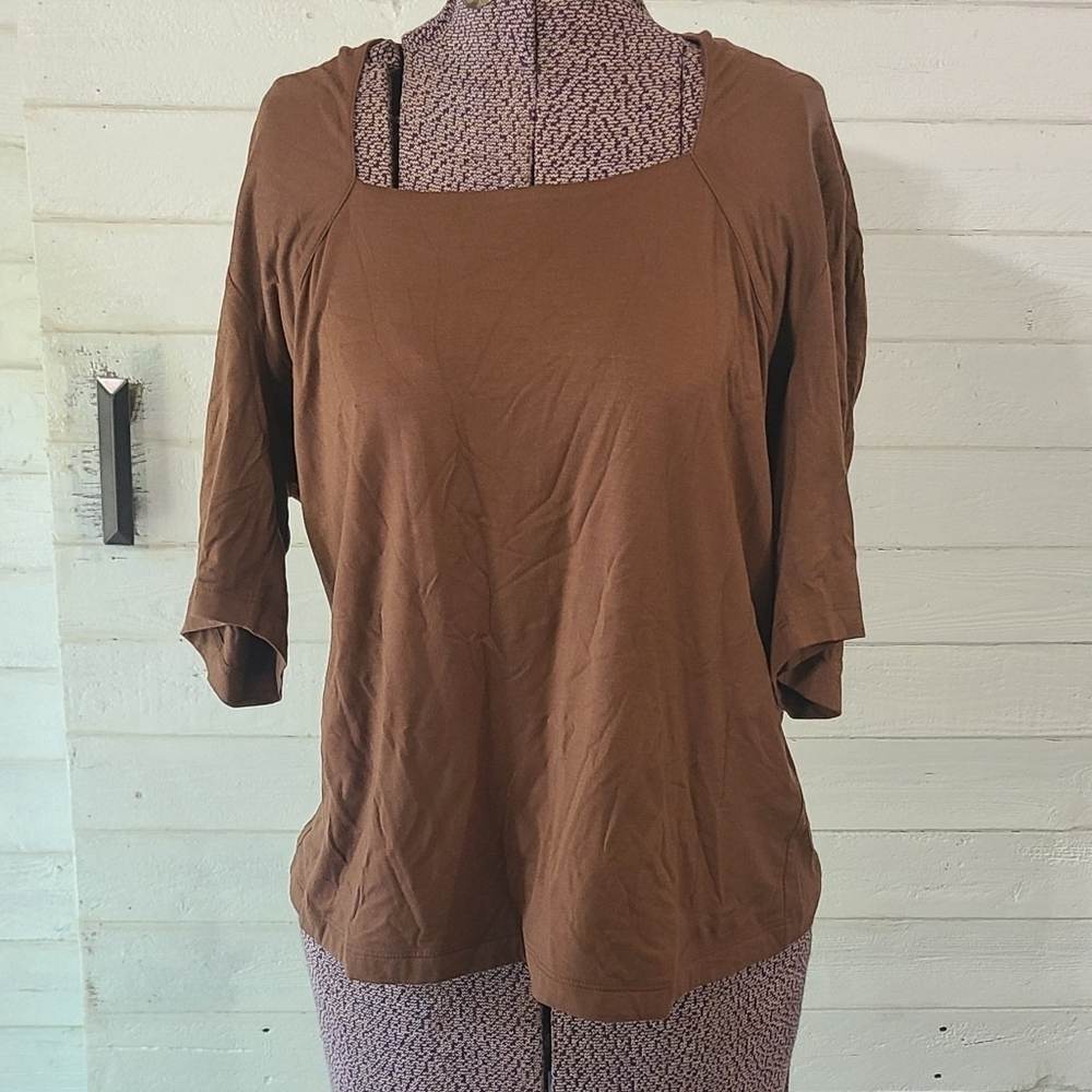 Soft surroundings brown blouse size large